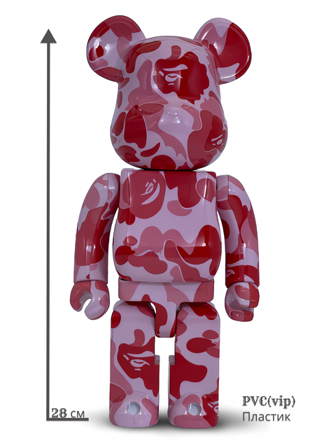 Статуетка Bearbrick x Bape x ABC Camo Pink 400% 28 см Medicom Toy Камуфляжний - зображення 9