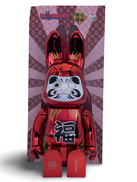 Статуэтка Bearbrick x Daruma x Rabbit Red 400% 28 см Medicom Toy Хромированный заяц - изображение 8