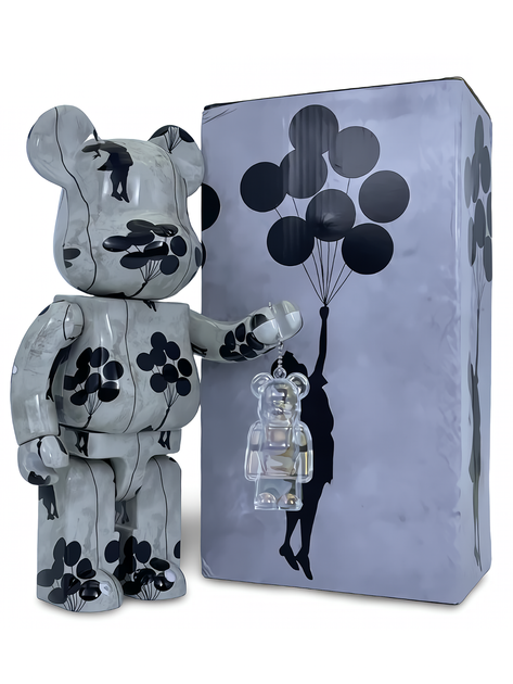 Статуэтка Bearbrick x Banksy x Flying Balloons Girl 400% 28 см Medicom Toy Девочка с воздушными шарами - изображение 5