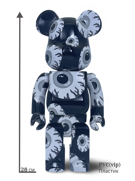 Статуетка Bearbrick x Mishka x Monochromatic 400% 28 см Medicom Toy Всевидячі очі - зображення 9