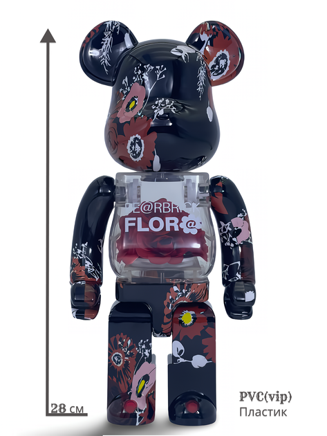 Статуэтка Bearbrick x Flora Flower Red 400% 28 см Medicom Toy