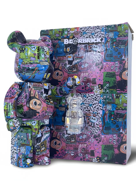 Статуэтка Bearbrick x Monsters Elf x Labubu Zimomo 400% 28 см Medicom Toy Милый монстр - изображение 5