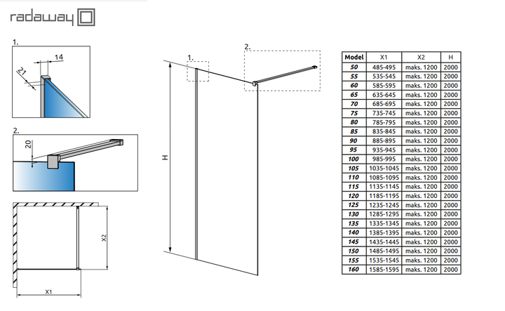 Душевая перегородка RADAWAY Modo New II 100 см. 389104-01-01 - изображение 4
