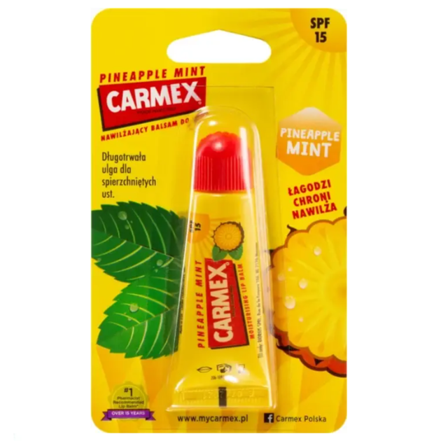 Бальзам для губ у тюбику Carmex зі смаком ананасу та м'яті 10 г - Фото 1 Бальзам для губ у тюбику Carmex зі смаком ананасу та м'яті 10 г - зображення 1