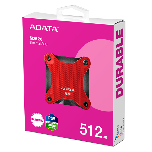 Портативний SSD ADATA SD620 512GB USB 3.2 520/460Mb/s Red (SD620-512GCRD) - изображение 2