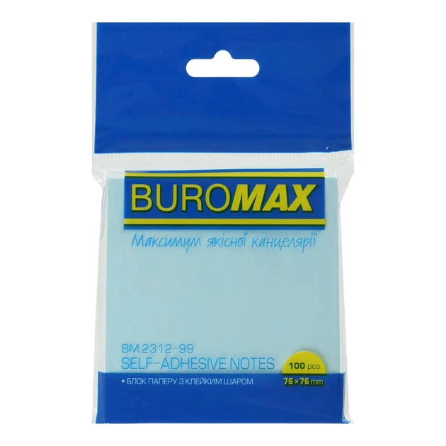 Блок бумаги для заметок с клейким слоем Buromax 76х76 мм 100 л синий (BM.2312-99) - Фото 1 Блок бумаги для заметок с клейким слоем Buromax 76х76 мм 100 л синий (BM.2312-99) - изображение 1