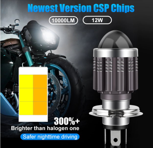 Світлодіодна лампа H4 LED Moto ближній білий / дальній білий H4-CSP - зображення 2