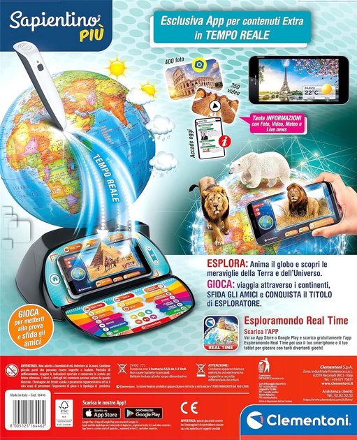 Globus interaktywny Clementoni Exploring the World Real Time 25 cm (8005125164462) - obraz 3