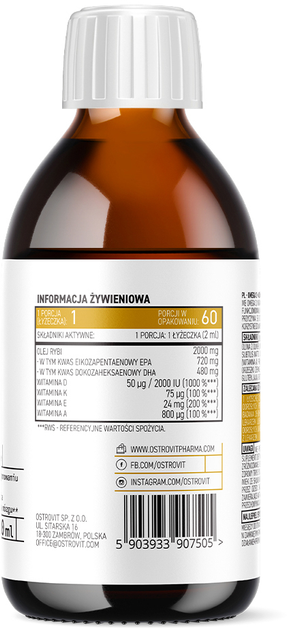 Suplement diety OstroVit Pharma Omega 3 + ADEK Vege 120 ml (5903933907505) - obraz 2