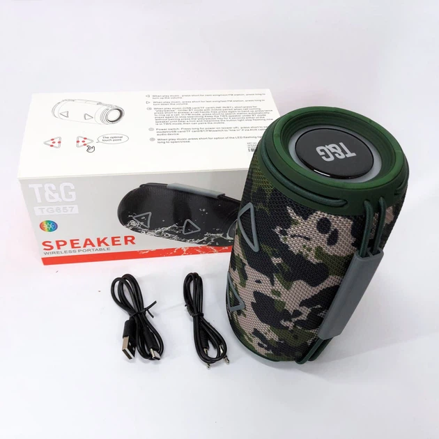 Bluetooth-колонка TG657 с RGB подсветкой 1500 mAh. Цвет: камуфляж - изображение 6
