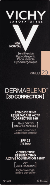 Podkład do twarzy Vichy Dermablend 3D Correction SPF25 20 Vanilla 30 ml (3337875572606) - obraz 1