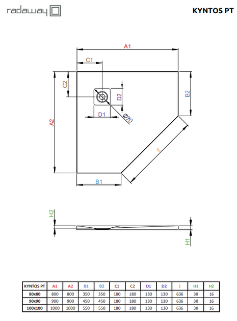 Душовий піддон RADAWAY Kyntos PT 90x90 колір чорний HKPT9090-54 - зображення 2