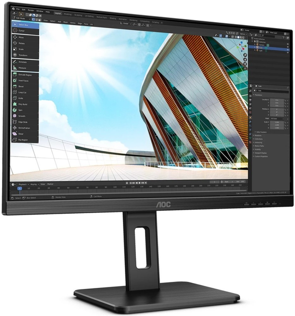 Монитор AOC U27P2 TFT 27" IPS 4K HDMI DP USB 3.2 хаб Pivot колонки Black - изображение 2