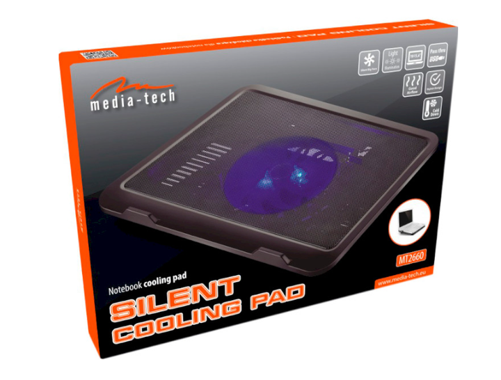 Підставка для ноутбука Media-Tech SILENT COOLING PAD до 15.6" USB Black (MT2660) - Фото 5 Підставка для ноутбука Media-Tech SILENT COOLING PAD до 15.6" USB Black (MT2660) - зображення 5