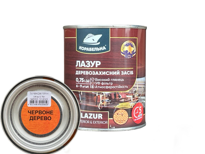 Лазур деревозахисна з УФ-фільтром Корабельна 0,75 л червоне дерево - зображення 1
