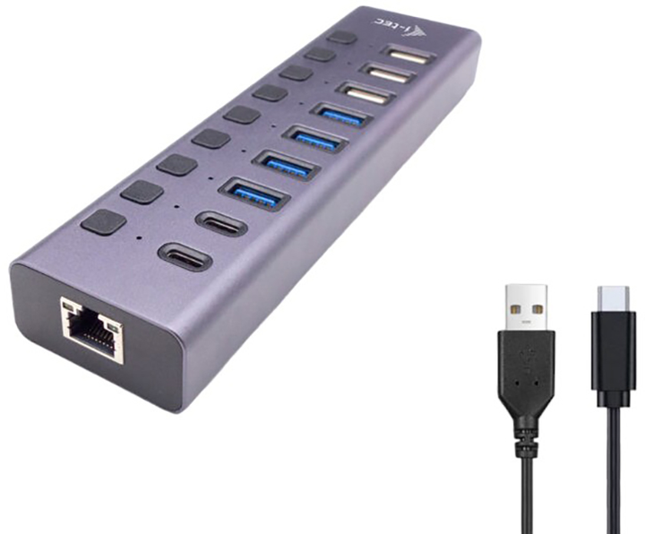 Блок живлення для ноутбука i-Tec USB-A/USB-C Charging HUB 9 port + Power Adapter 60 W (8595611705915) - зображення 1