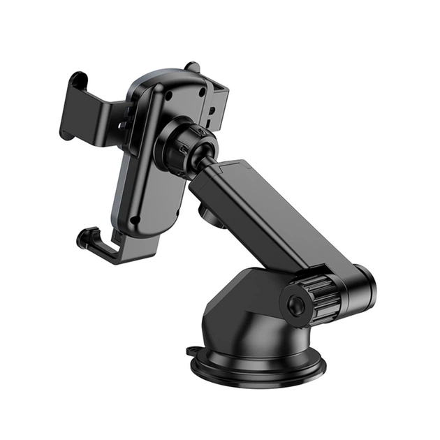 Автомобильный держатель автодержатель HOCO CA104 vertical and horizontal telescopic gravity vehicle holder Black Metal Gray (6931474766236) - изображение 2