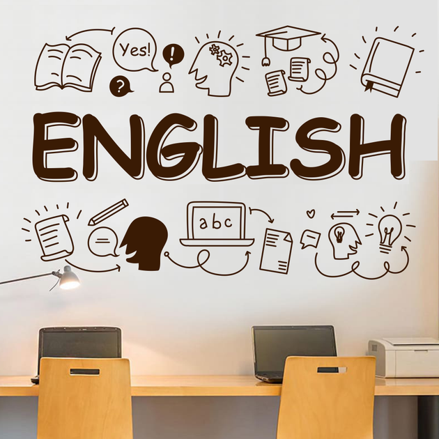 Вінілові наклейки English 154х97см наклейки для школи англійська Happy Pocket Коричневий матовий - зображення 2