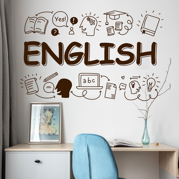 Вінілові наклейки English 154х97см наклейки для школи англійська Happy Pocket Коричневий матовий - зображення 6