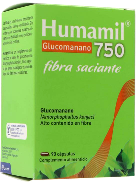 Suplement diety Humamil Glucomanano 750 90 kapsułek (8470002080416) - obraz 1