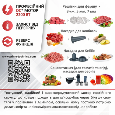 М'ясорубка PRIME Technics PG 2243 WGD - зображення 6
