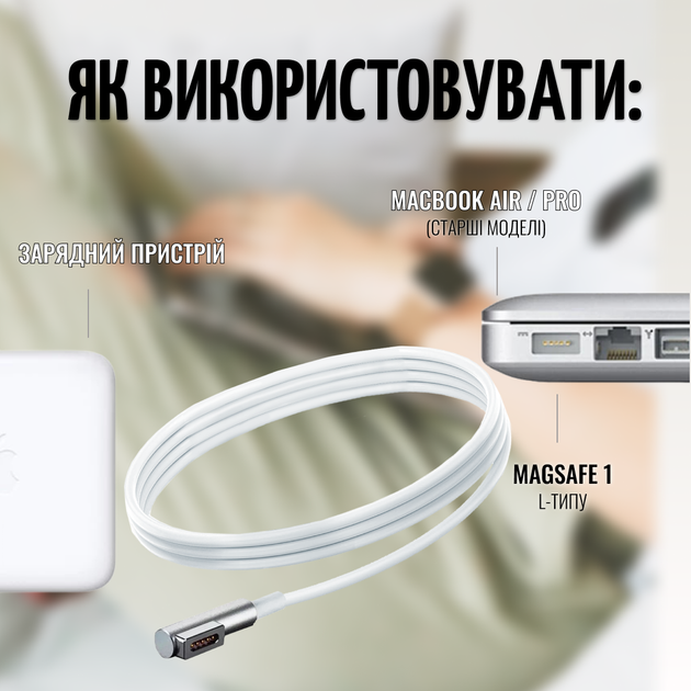 Блок Живлення Andowl Q-KC02X1 85W L-Type Швидка Високошвидкісна Зарядка MagSafe для MacBook Pro и Air - зображення 5