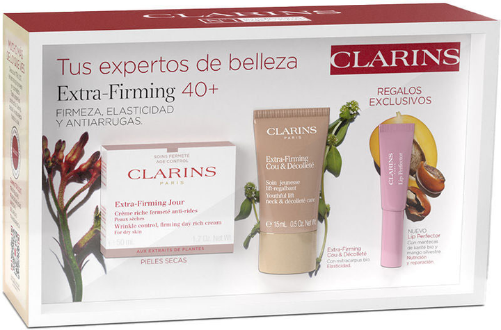 Zestaw do pielęgnacji twarzy Clarins Extra-Firming Krem do twarzy 50 ml + Krem do szyi i dekoltu 15 ml + Żel do ust 5 ml (3666057227714) - obraz 1