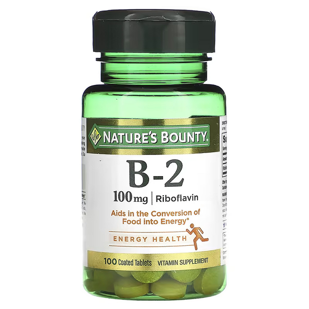 Витамины Nature's Bounty Витамин B2 100 мг Vitamin B2 100 таблеток ...