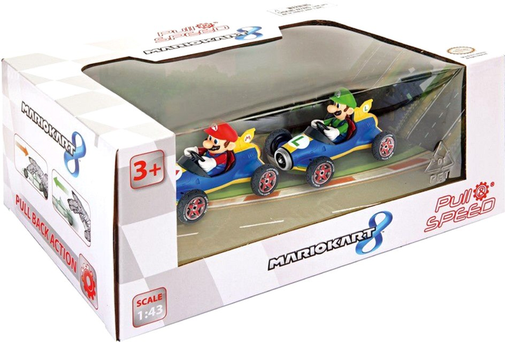 Zestaw aut Carrera Pull & Speed Nintendo Mario Kart 8 Mach 8 Twinpack (9003150115847) - obraz 1