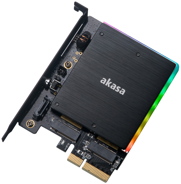 Adapter Akasa M.2 PCIe and M.2 SATA SSD RGB LED (AK-PCCM2P-03) - obraz 1