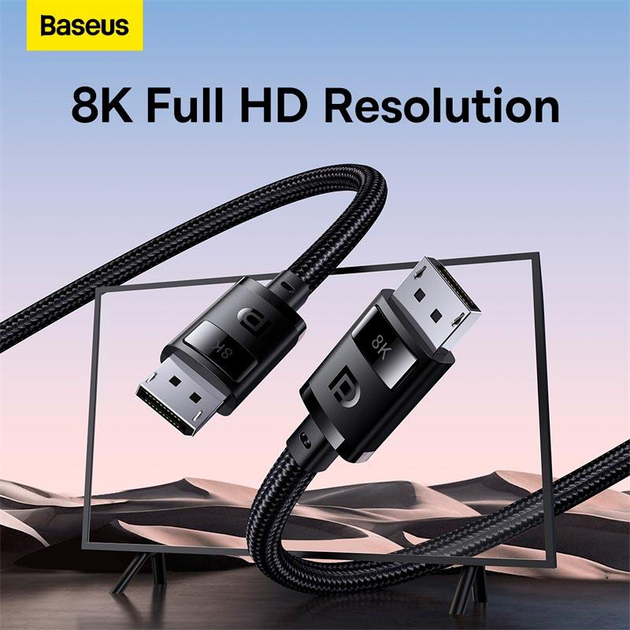 Кабель Baseus DisplayPort DP 8K - DP 8K 2метра High Definition (B00633706111-02) - изображение 6