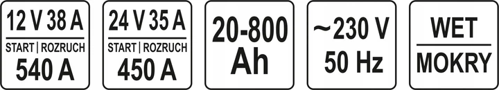 Пуско Зарядное Устройство (12-24 В) 20-800 Ач YATO (YT-83062) - изображение 4