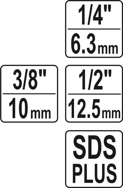 Набор Переходников Для Головок на Перфоратор SDS Plus 3 шт YATO (YT-04686) - изображение 2