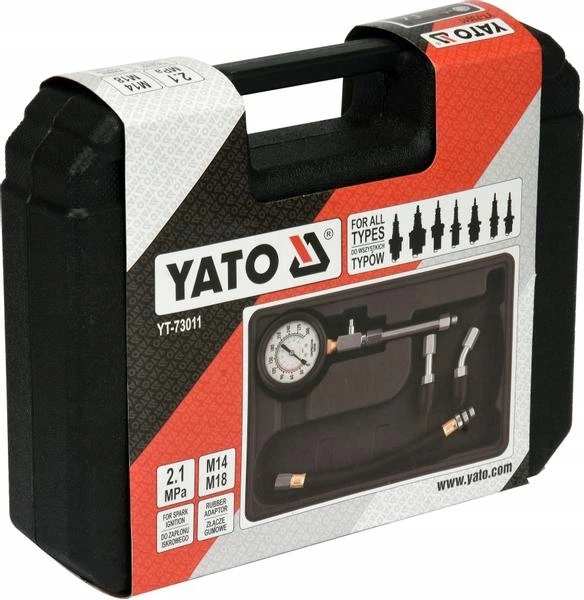 Компрессометр для бензиновых двигателей YATO 2.1 МПа, М14, М18, с снаряжением, 5 шт + кейс - изображение 7