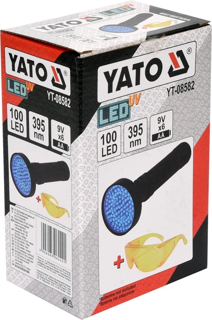 Ультрафіолетовий Ліхтарик YATO TORCH UV 100 LED з Окулярами Для Виявлення Витоків та Перевірки Банкнот (08582) - зображення 8