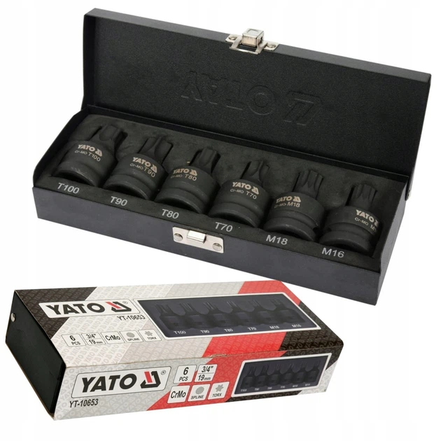 Набір Ударних Біт Головок TORX та SPLINE 3/4", Cr-Mo, 6 шт YATO (YT-10653) - зображення 7