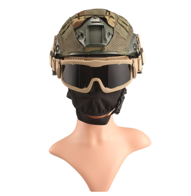 Тактичні окуляри захисна маска з кріпленнями на каску з 3 змінними лінзами Койот-товщина лінз 3 мм - зображення 2