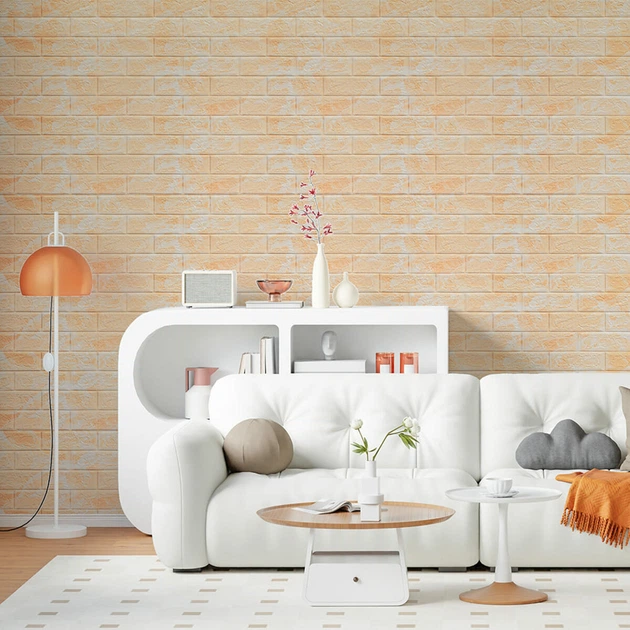 Декоративная 3D панель Sticker Wall самоклейка под кирпич Бежевый мрамор 700x770x5мм (062) SW-00000032 - Фото 5 Декоративная 3D панель Sticker Wall самоклейка под кирпич Бежевый мрамор 700x770x5мм (062) SW-00000032 - изображение 5
