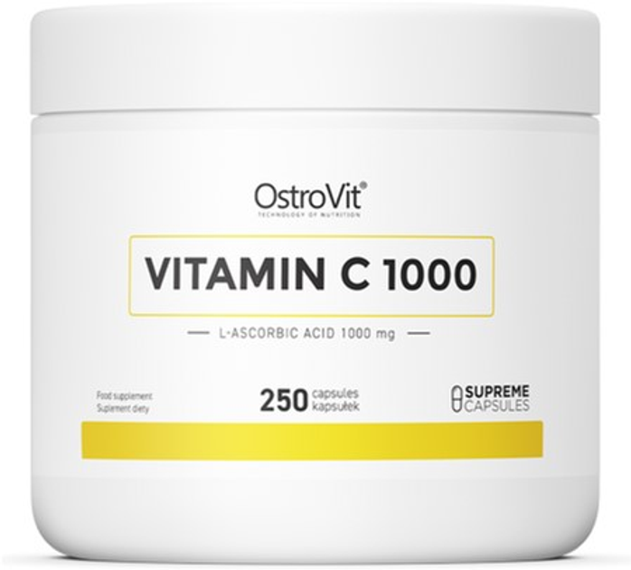 Харчова добавка OstroVit Vitamin C 1000 mg 250 капсул (5903246229820) - зображення 1