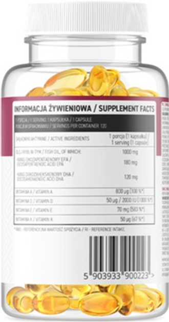 Харчова добавка OstroVit Omega 3 + ADEK 120 капсул (5903933900223) - зображення 2