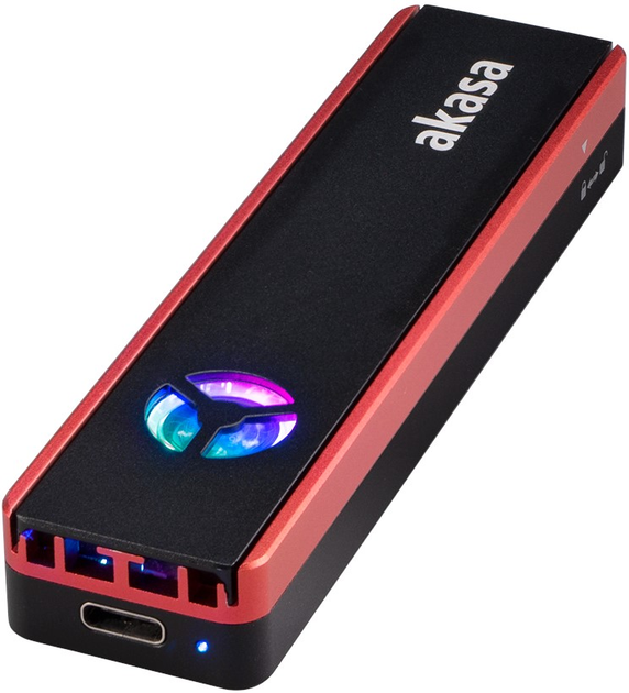 Зовнішня кишеня Akasa Vegas M.2 SATA/NVMe SSD USB 3.2 Gen 2 з RGB Fan Black-Red (AK-ENU3M2-06) - зображення 1