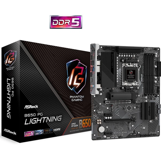 Материнська плата ASRock B650 PG LIGHTNING AM5/B650 4*DDR5 2xPCIex16 HDMI 4xSATAІІІ 3xM.2 2.5GLan 7.1ch ATX - зображення 5
