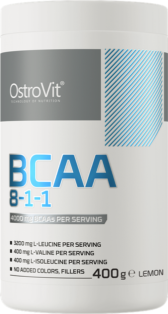 Aminokwas OstroVit BCAA 8-1-1 400 g Cytryna (5902232611366) - obraz 1