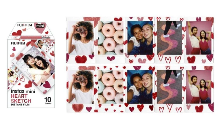 Фотобумага Fujifilm Instax Mini HEART SKETCH instant Film 10 листов (1 картридж = 10 фотографий) для фотокамер моментальной печати Instax Mini 12, 11, 9, 7S, 25, 40, 50, 70, 90, LiPlay, Link, Link2 - изображение 6