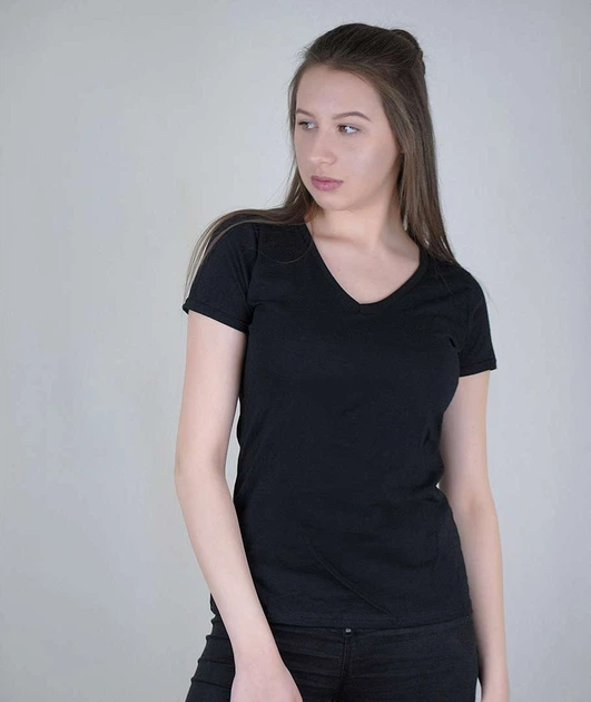Футболка Fruit of the loom Lady-Fit v-neck XS Чорний (61-398-0) - Фото 1 Футболка Fruit of the loom Lady-Fit v-neck XS Чорний (61-398-0) - зображення 1