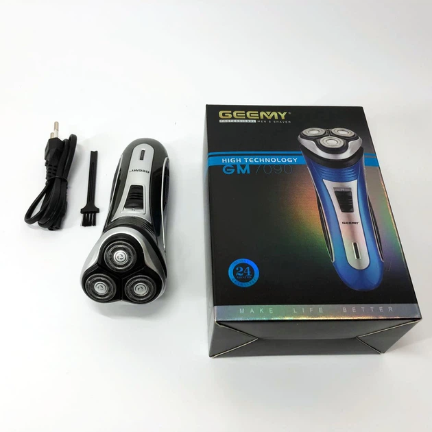 Електробритва GEEMY GM-7090 3 в 1 тример, бездротова електробритва, Тример для вусів. Колір: синій - зображення 5