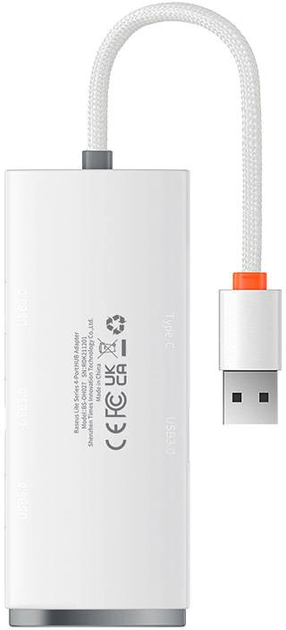 Hub USB 4w1 Baseus Lite Series 4 x USB 3.0 25 cm White (WKQX030002) - obraz 2