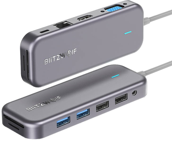 Адаптер Хаб USB-C 11в1 Blitzwolf BW-TH8 Gray (5907489604703) - зображення 1