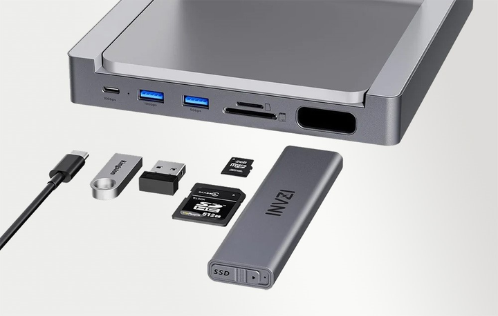 Док-станція USB-C Invzi MagХаб 8в1 do iMac з кишенею SSD Gray (744252888039) - зображення 2