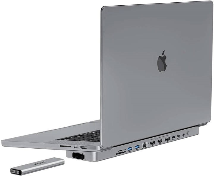 Док-станція Invzi MagХаб 12в2 USB-C до MacBook Pro 13" / 14" з кишенею SSD Gray (MH01-13) - зображення 1